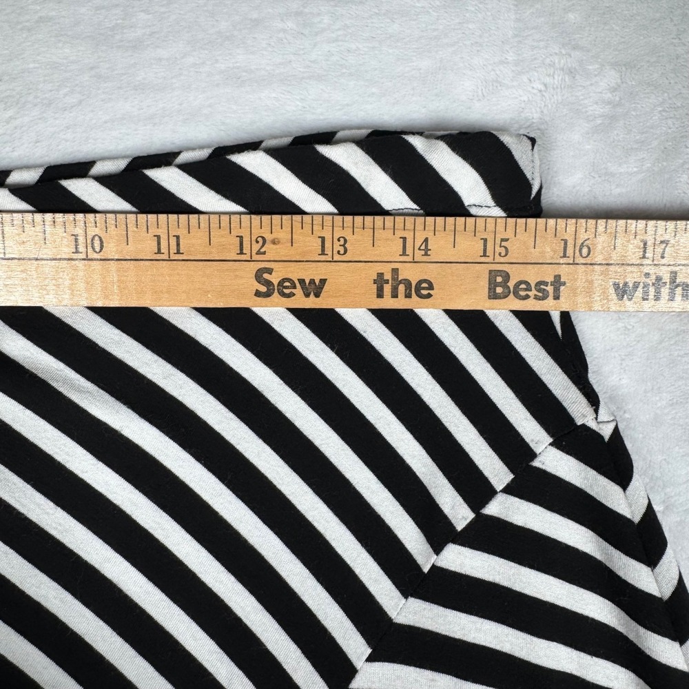 Chicos Striped Asymmetric Handkerchief Hem Midi Skirt Black White Size 1 M - Picture 8 of 9